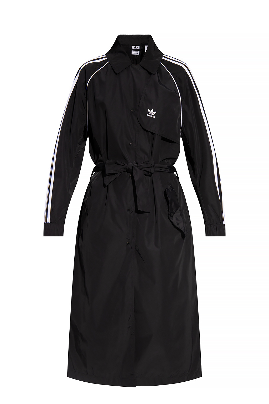 Adidas originals tlrd three shop stripe duster coat in black